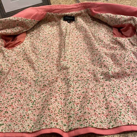 Talbots Pink Floral Lined Blazer Jacket 14 - Picture 15 of 16